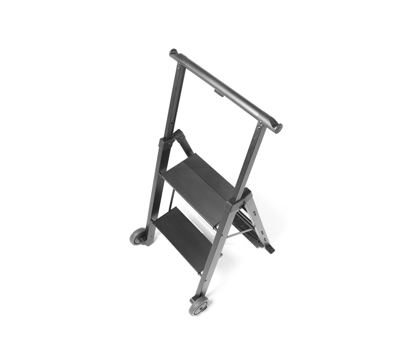 SU Folding Ladder Cart – ladder mode deployed, top 3/4 view 